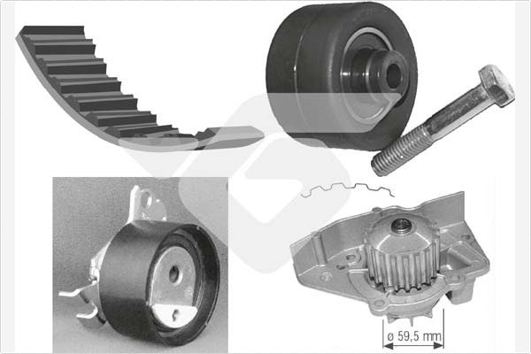 Distributieriem kit inclusief waterpomp Hutchinson KH 142WP27