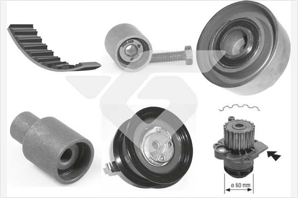 Distributieriem kit inclusief waterpomp Hutchinson KH 160WP58