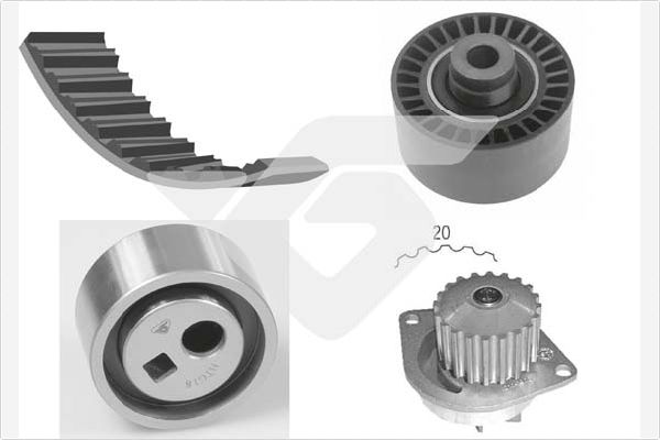 Distributieriem kit inclusief waterpomp Hutchinson KH 187WP17