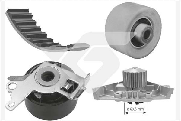 Distributieriem kit inclusief waterpomp Hutchinson KH 227WP49