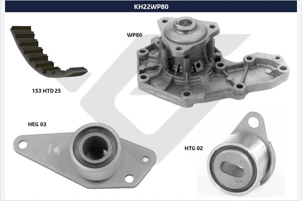 Distributieriem kit inclusief waterpomp Hutchinson KH 22WP80