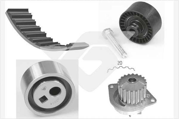 Distributieriem kit inclusief waterpomp Hutchinson KH 23WP17
