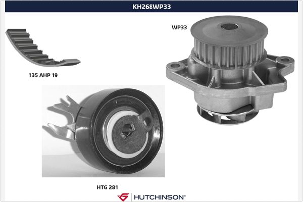 Distributieriem kit inclusief waterpomp Hutchinson KH 268WP33