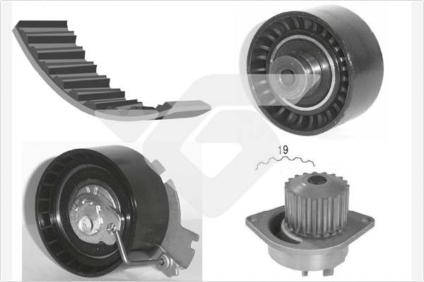 Distributieriem kit inclusief waterpomp Hutchinson KH 281WP37