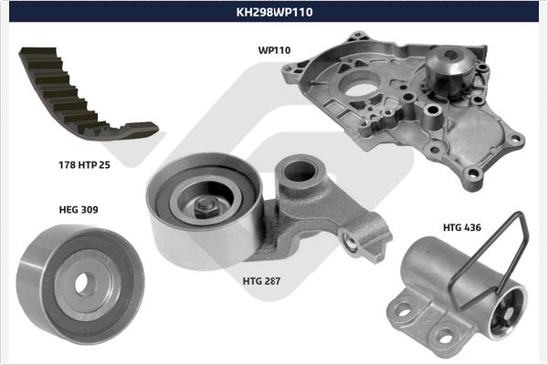 Distributieriem kit inclusief waterpomp Hutchinson KH 298WP110