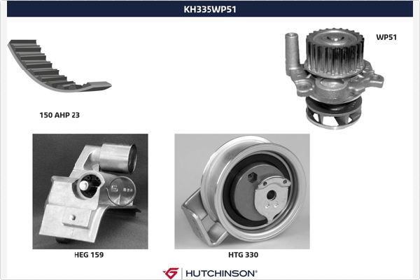 Distributieriem kit inclusief waterpomp Hutchinson KH 335WP51