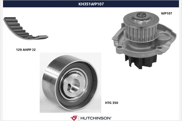 Distributieriem kit inclusief waterpomp Hutchinson KH 351WP107