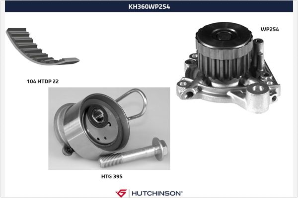 Distributieriem kit inclusief waterpomp Hutchinson KH 360WP254