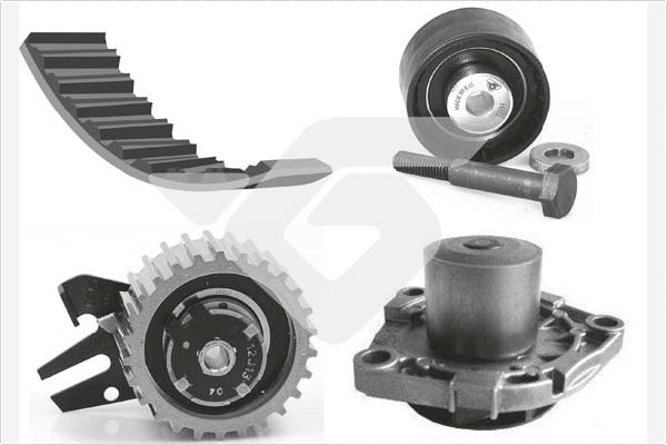 Distributieriem kit inclusief waterpomp Hutchinson KH 411WP72