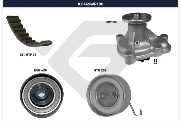 Distributieriem kit inclusief waterpomp Hutchinson KH 469WP190