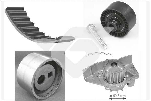 Distributieriem kit inclusief waterpomp Hutchinson KH 46WP27