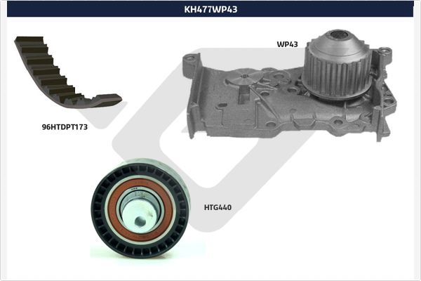 Distributieriem kit inclusief waterpomp Hutchinson KH 477WP43