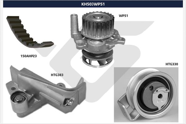 Distributieriem kit inclusief waterpomp Hutchinson KH 503WP51