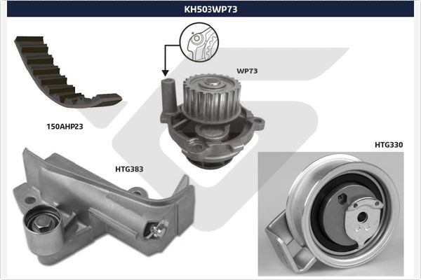 Distributieriem kit inclusief waterpomp Hutchinson KH 503WP73