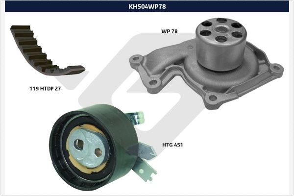 Distributieriem kit inclusief waterpomp Hutchinson KH 504WP78