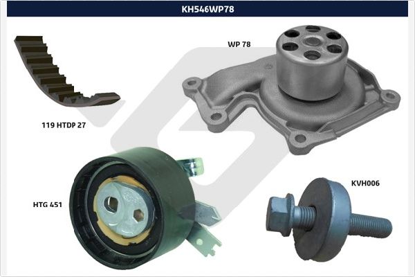 Distributieriem kit inclusief waterpomp Hutchinson KH 546WP78