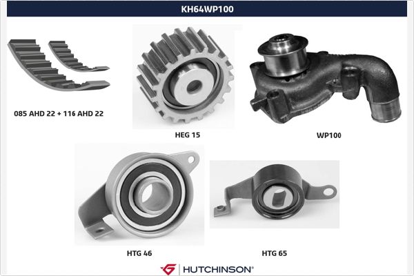 Distributieriem kit inclusief waterpomp Hutchinson KH 64WP100