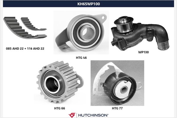 Distributieriem kit inclusief waterpomp Hutchinson KH 65WP100