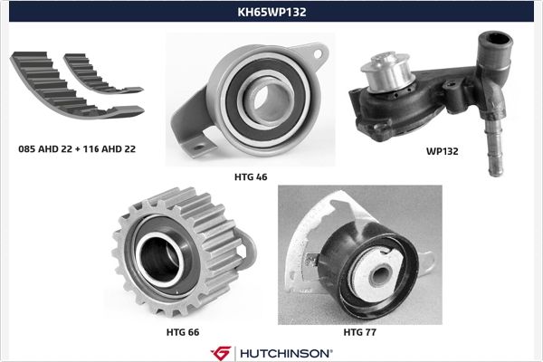Distributieriem kit inclusief waterpomp Hutchinson KH 65WP132