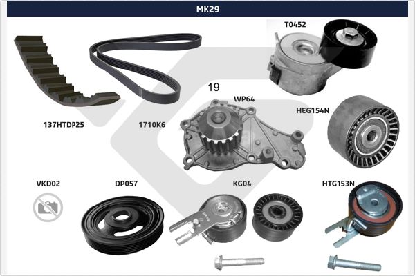 Poly V-riemen kit Hutchinson MK29