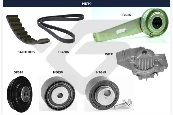 Poly V-riemen kit Hutchinson MK39
