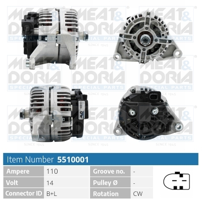 Alternator/Dynamo Meat Doria 5510001