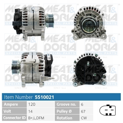 Alternator/Dynamo Meat Doria 5510021