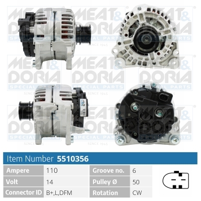 Alternator/Dynamo Meat Doria 5510356