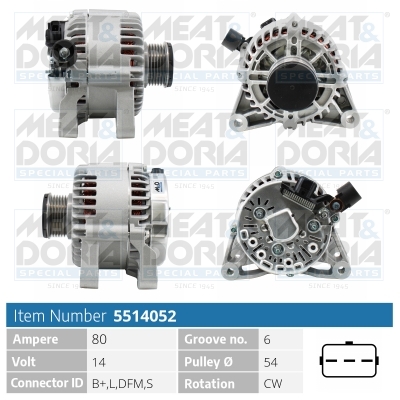 Alternator/Dynamo Meat Doria 5514052