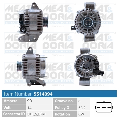 Alternator/Dynamo Meat Doria 5514094