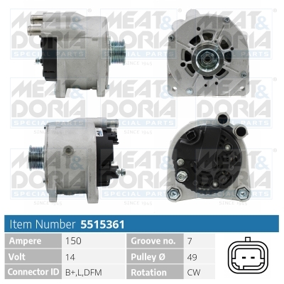 Alternator/Dynamo Meat Doria 5515361