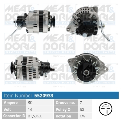 Alternator/Dynamo Meat Doria 5520933