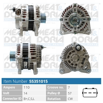 Alternator/Dynamo Meat Doria 55351015