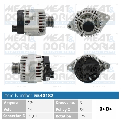 Alternator/Dynamo Meat Doria 5540182