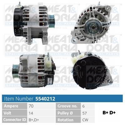 Alternator/Dynamo Meat Doria 5540212
