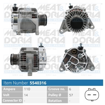 Alternator/Dynamo Meat Doria 5540316