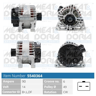 Alternator/Dynamo Meat Doria 5540364