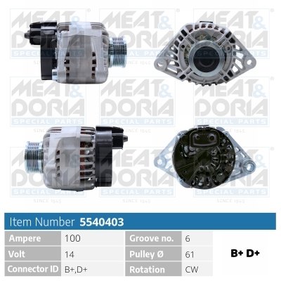 Alternator/Dynamo Meat Doria 5540403