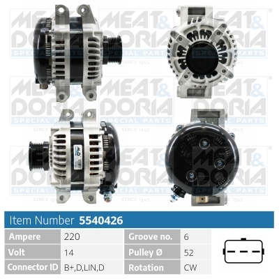 Alternator/Dynamo Meat Doria 5540426