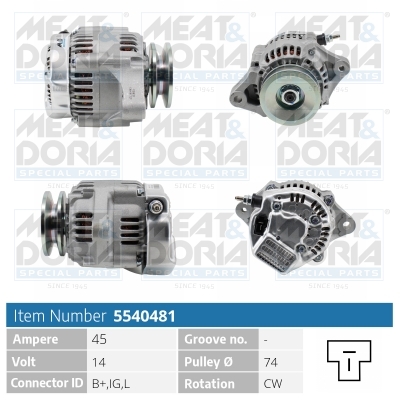 Alternator/Dynamo Meat Doria 5540481