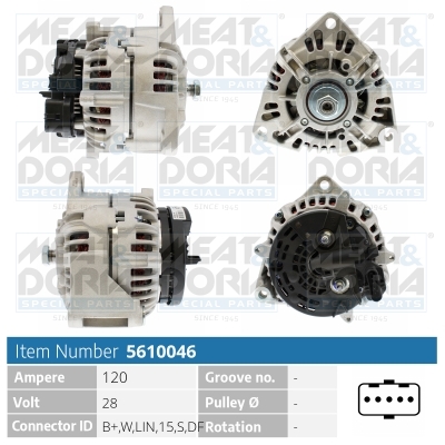 Alternator/Dynamo Meat Doria 5610046