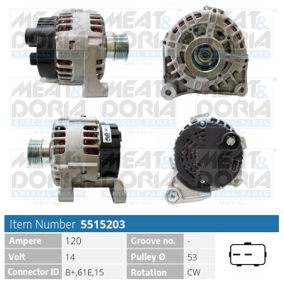 Alternator/Dynamo Meat Doria 5515203