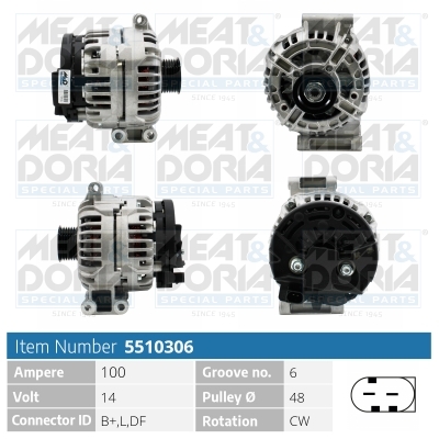 Alternator/Dynamo Meat Doria 5510306