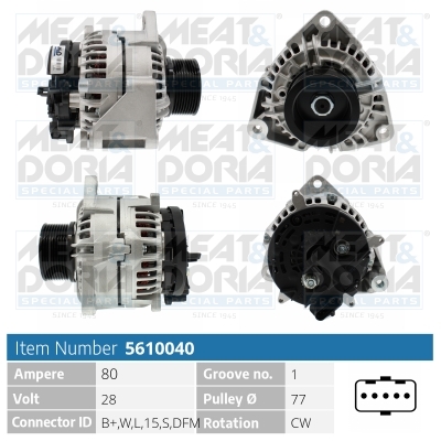 Alternator/Dynamo Meat Doria 5610040