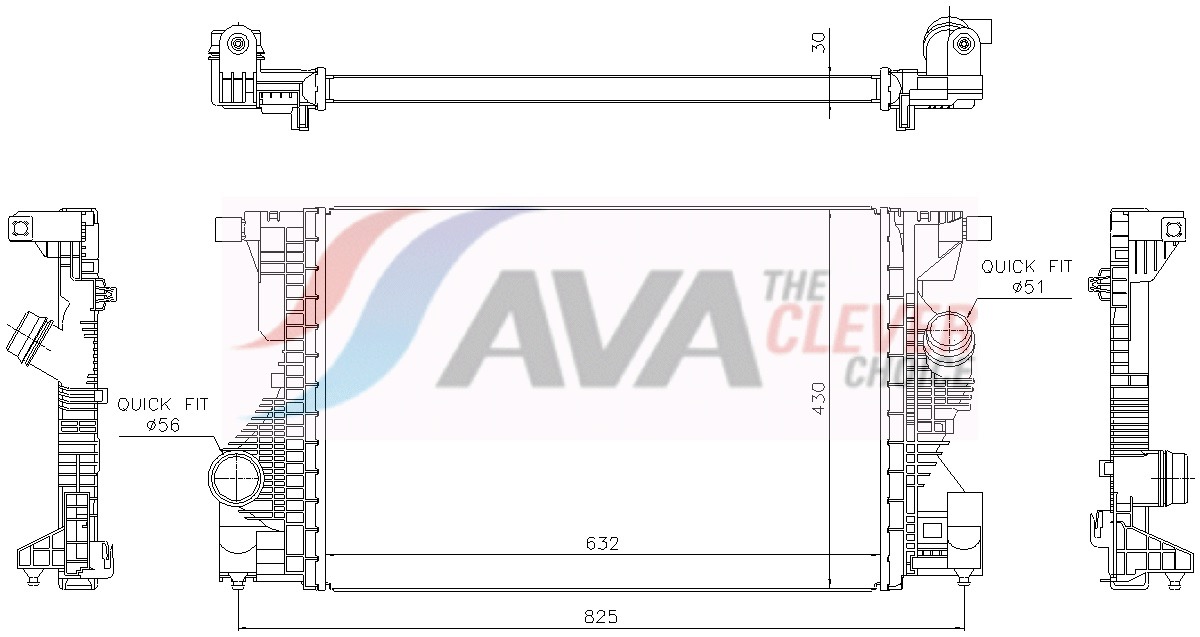 Intercooler, inlaatluchtkoeler Ava Cooling MS4808