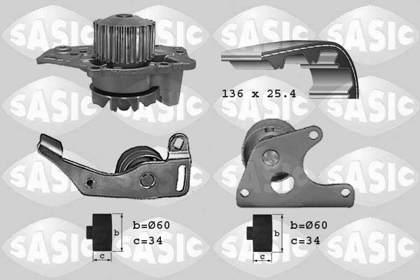 Distributieriem kit inclusief waterpomp Sasic 3900001