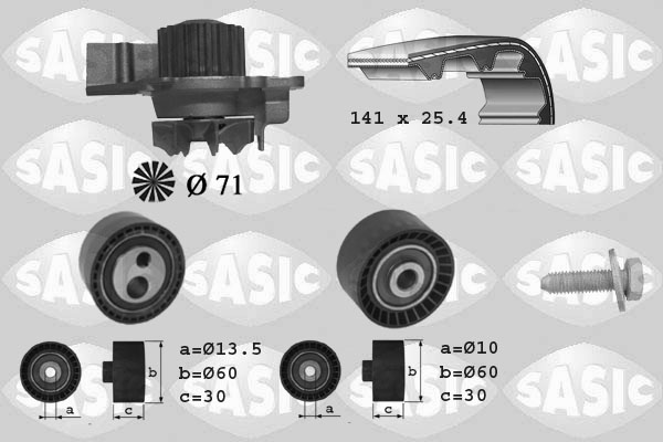 Distributieriem kit inclusief waterpomp Sasic 3900011