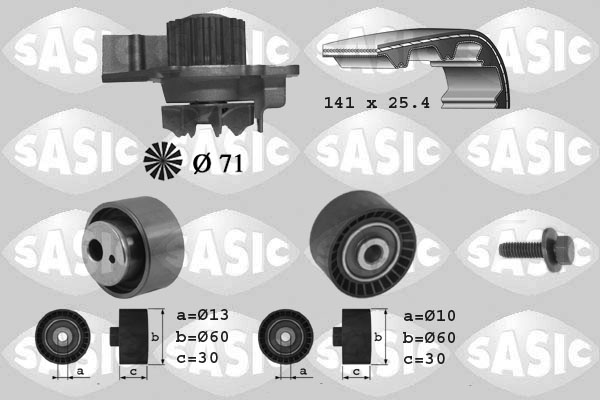Distributieriem kit inclusief waterpomp Sasic 3900012