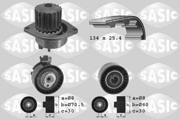 Distributieriem kit inclusief waterpomp Sasic 3900015