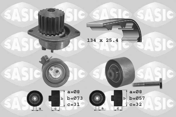 Distributieriem kit inclusief waterpomp Sasic 3900016